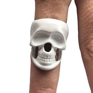 White Skeleton Skull Ring Unisex Size 8